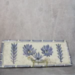 Blue Glazed Ceramic Cake Dish with Flowers – photo 6