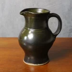 Black Glazed Ceramic Pitcher with Green Glints – photo 10