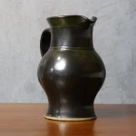 Black Glazed Ceramic Pitcher with Green Glints – photo 3