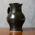Black Glazed Ceramic Pitcher with Green Glints – photo 4
