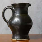 Black Glazed Ceramic Pitcher with Green Glints – photo 5