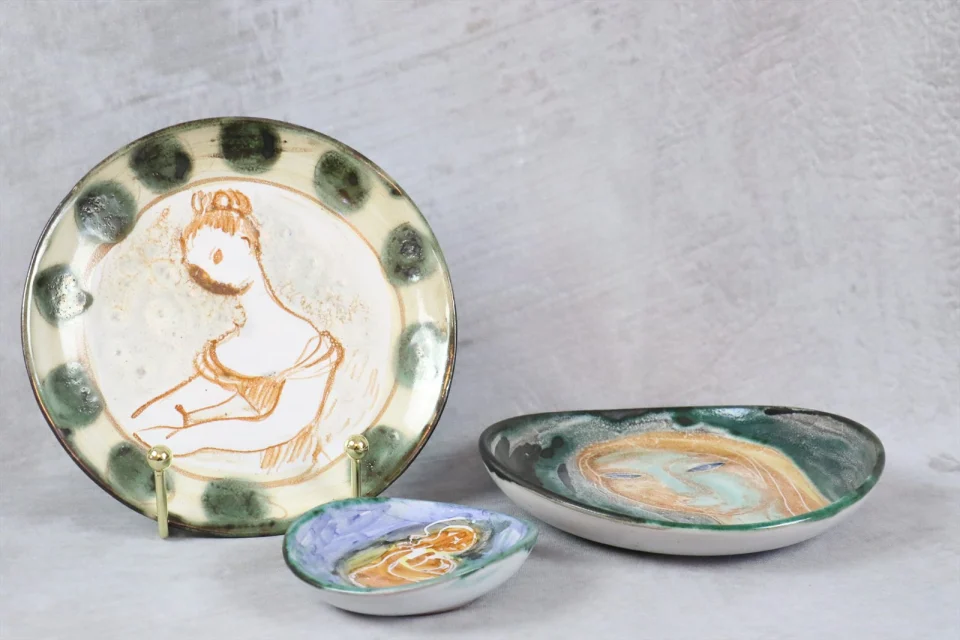 Set of Three Vintage Ceramic Plates — Ljuba Naumovitch