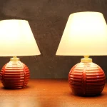 Pair of Mid-Century Modern Red Ceramic Bedside Lamps – photo 9