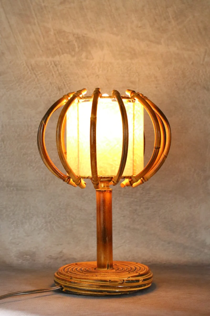 Bamboo and Rattan Table Lamp — Louis Sognot