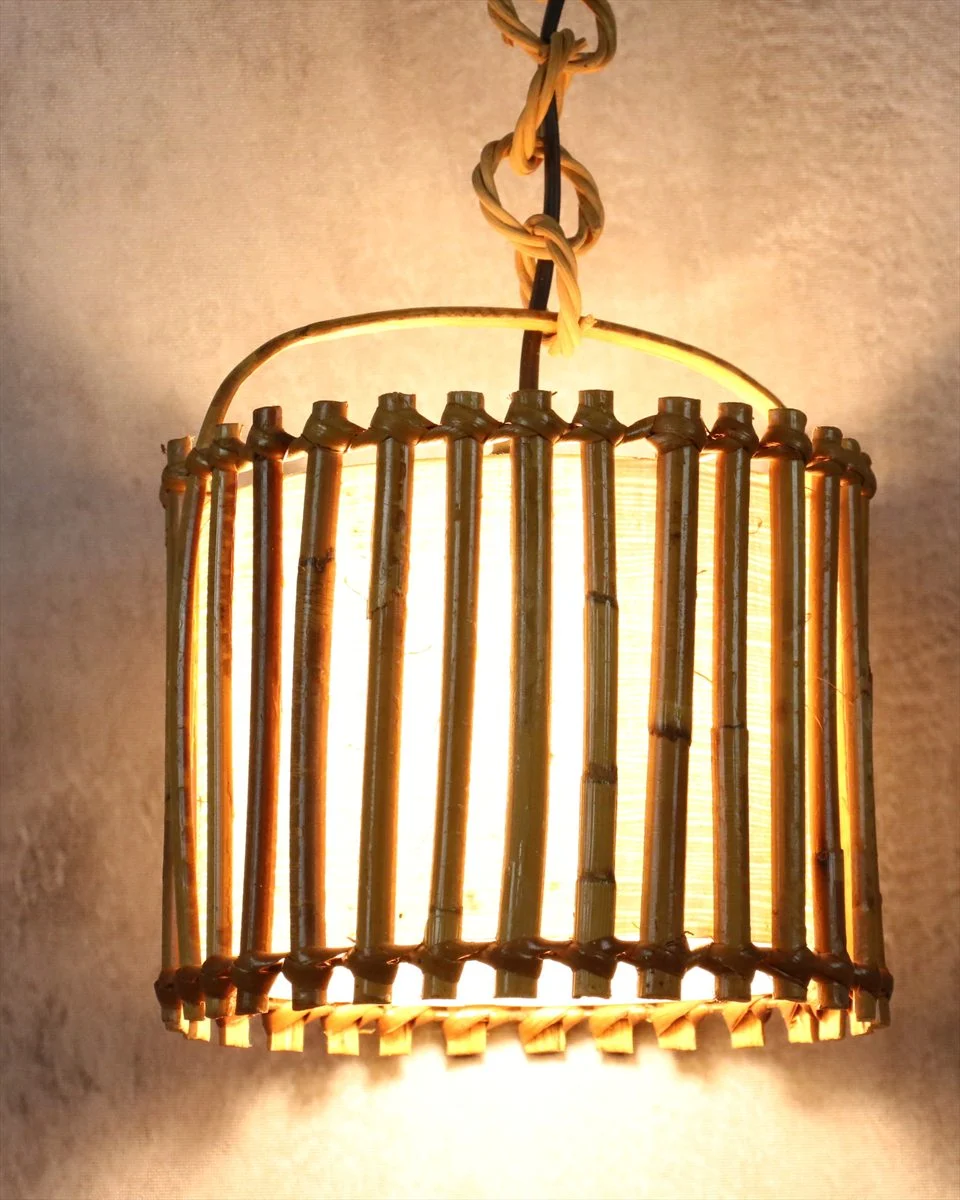 Mid-Century Modern Bamboo and Rattan Chandelier — Louis Sognot
