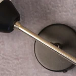 Pair of Black Metal Sconces with Opaline Tulip Shades – photo 8