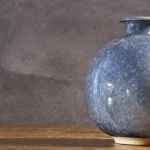 Stoneware Round Vase with Blue Enamel – photo 6