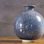 Stoneware Round Vase with Blue Enamel – photo 7