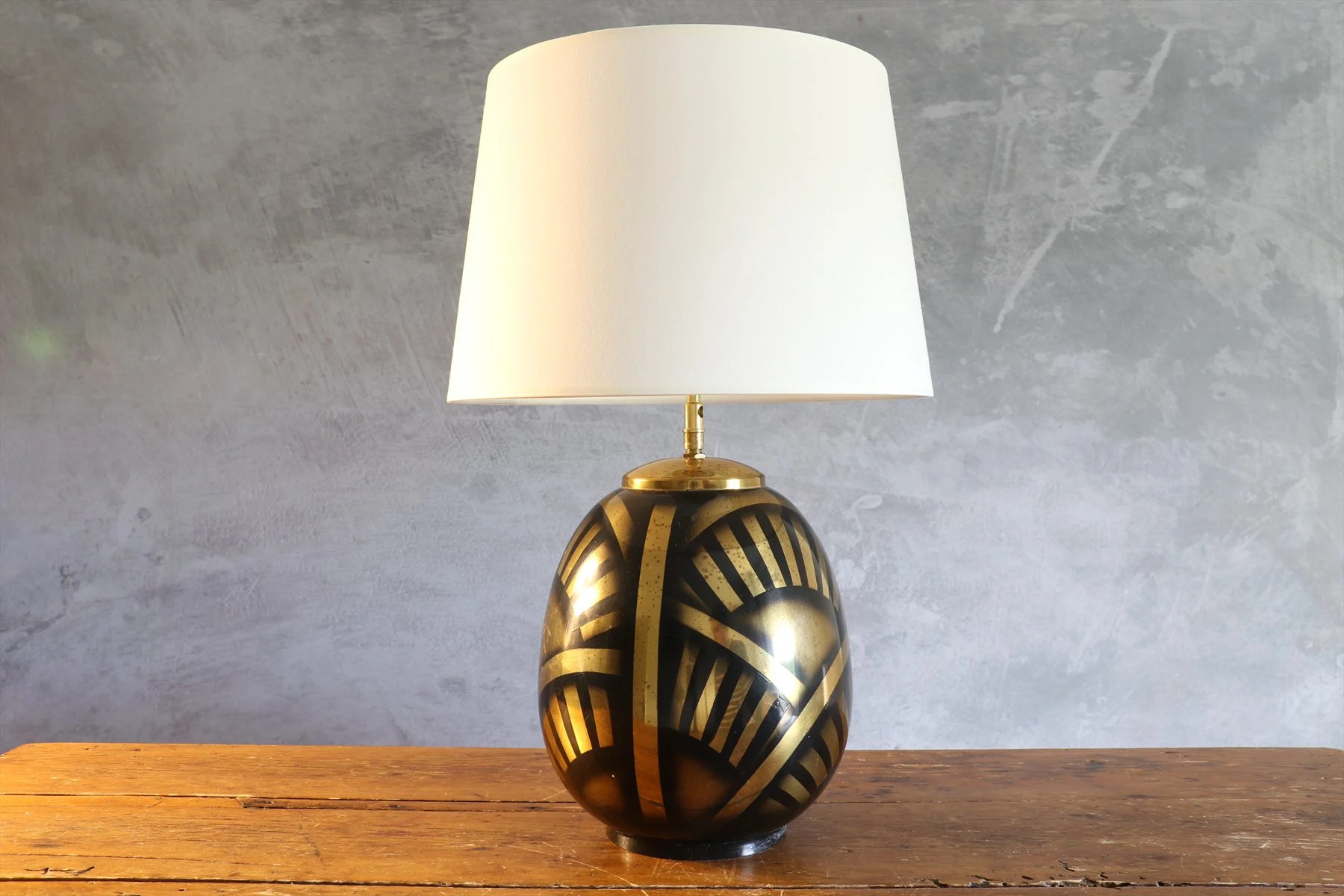 Art Deco Dinanderie Brass Table Lamp
