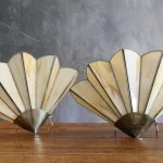 Pair of Vintage Art Deco Style Glass Paste and Brass Wall Lights – photo 1