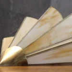 Pair of Vintage Art Deco Style Glass Paste and Brass Wall Lights – photo 3