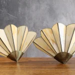 Pair of Vintage Art Deco Style Glass Paste and Brass Wall Lights – photo 5