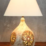 Textured Cream Glazed Ceramic Table Lamp – photo 1