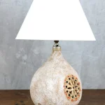 Textured Cream Glazed Ceramic Table Lamp – photo 11