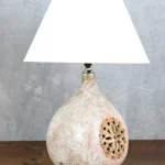 Textured Cream Glazed Ceramic Table Lamp – photo 12
