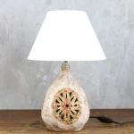 Textured Cream Glazed Ceramic Table Lamp – photo 2
