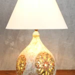 Textured Cream Glazed Ceramic Table Lamp – photo 9