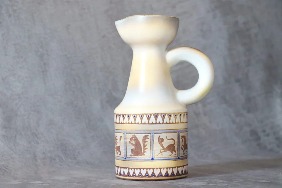 20th Century French White Ceramic Pitcher — René Maurel