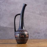 Midnight Blue Ceramic Pitcher with Deer Frieze – photo 1