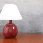 Burgundy Glazed Ceramic Table Lamp – photo 6