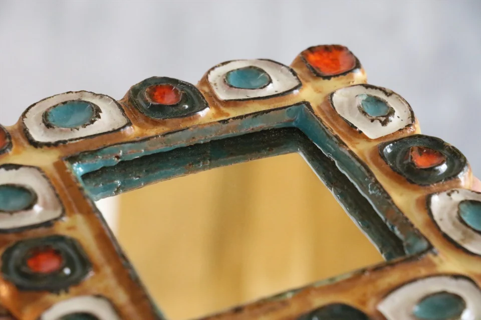 Square Red and Black Ceramic Mirror — Roland Zobel