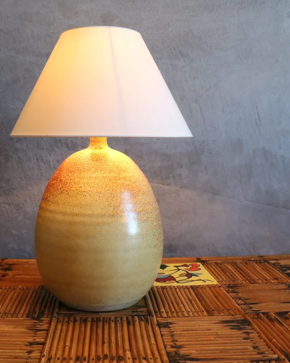 Warm Ochre and Brown Glazed Ceramic Table Lamp — Roland Zobel