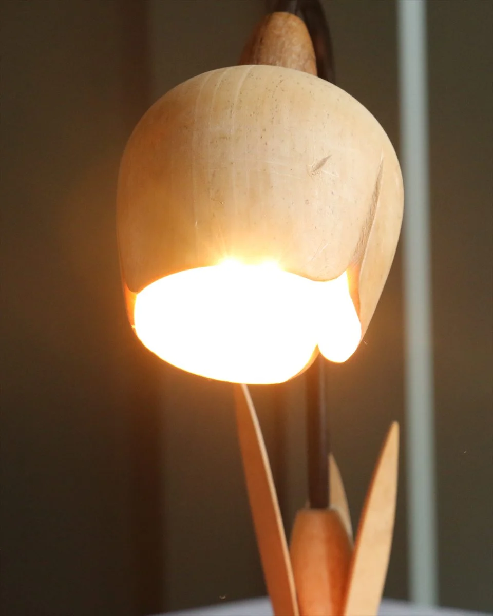 Scandinavian Style Wooden Tulip Table Lamp