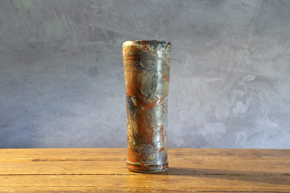 Vintage Cylindrical Stoneware Vase