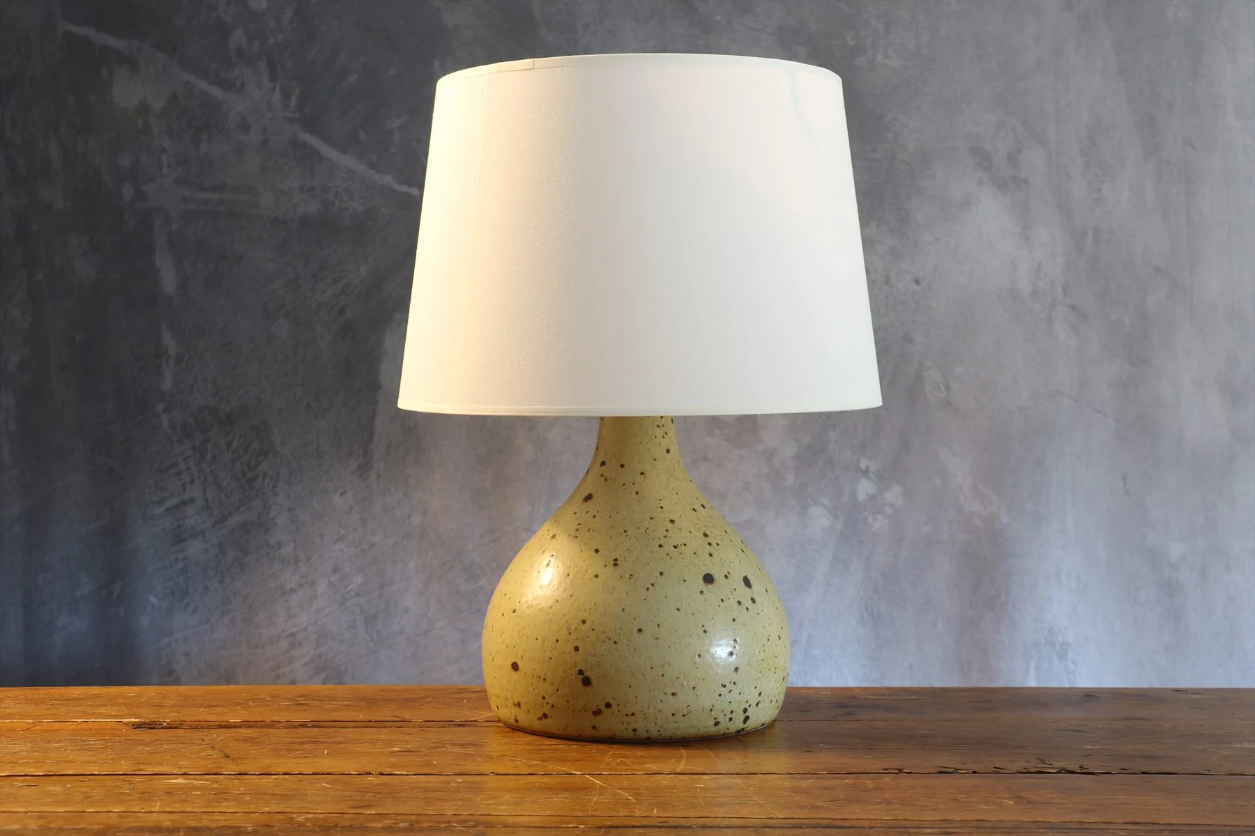Vintage Speckled Stoneware Pear-Shaped Table Lamp