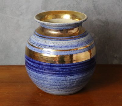 Georges PELLETIER Vase boule bleu et or