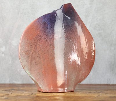 Robert Chiazzo - Grand vase méplat rosé-bleuté