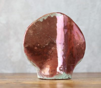 Robert Chiazzo - Petit vase méplat à l'émail rosé brillant