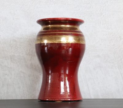 Vase Balustre Georges Pelletier rouge et or (5)